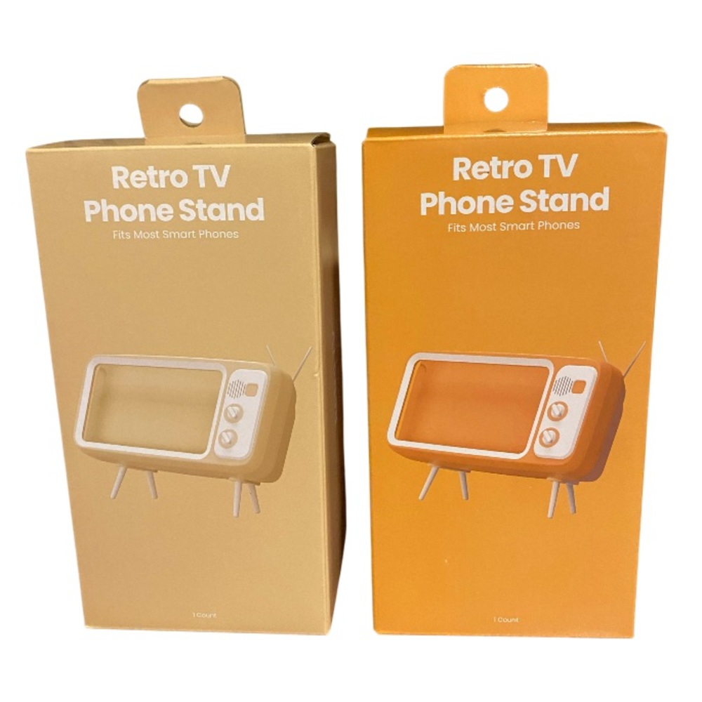🇺🇸Retro TV Phone Stand NEW IN BOX YOUR CHOICE OF ORANGE OR MOCHA TAN